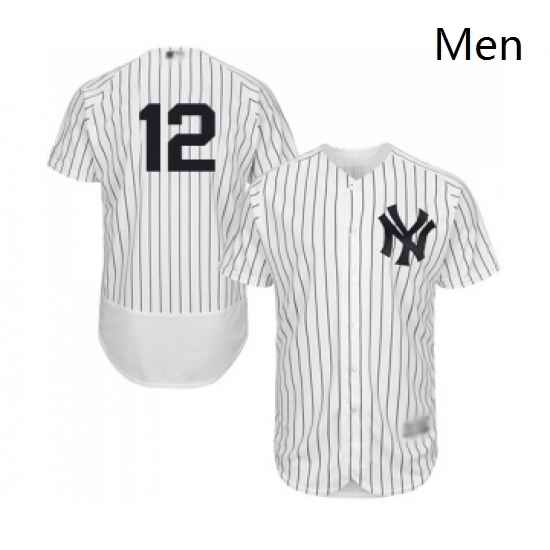 Mens New York Yankees 12 Troy Tulowitzki White Home Flex Base Authentic Collection Baseball Jersey